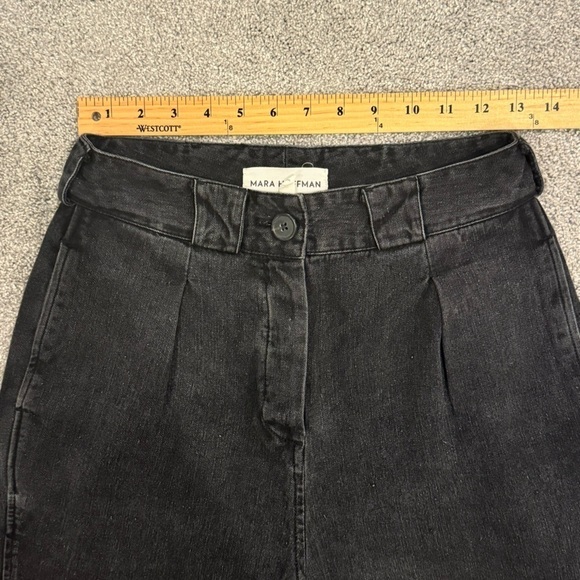 Mara Hoffman Jade Pants Washed Black Cropped Straight Leg Denim Size 4 EUC - Picture 11 of 15